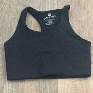 90 Degree By Reflex Black Leopard Print Sports Bra